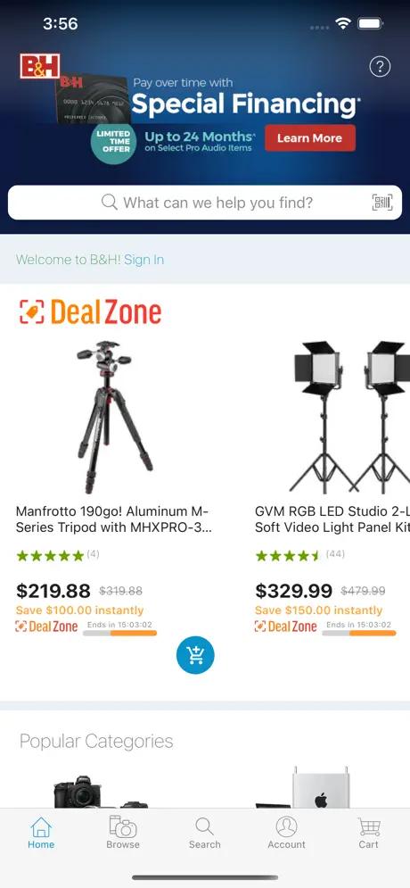 Platformă e-commerce B&H Photo Video web și mobile