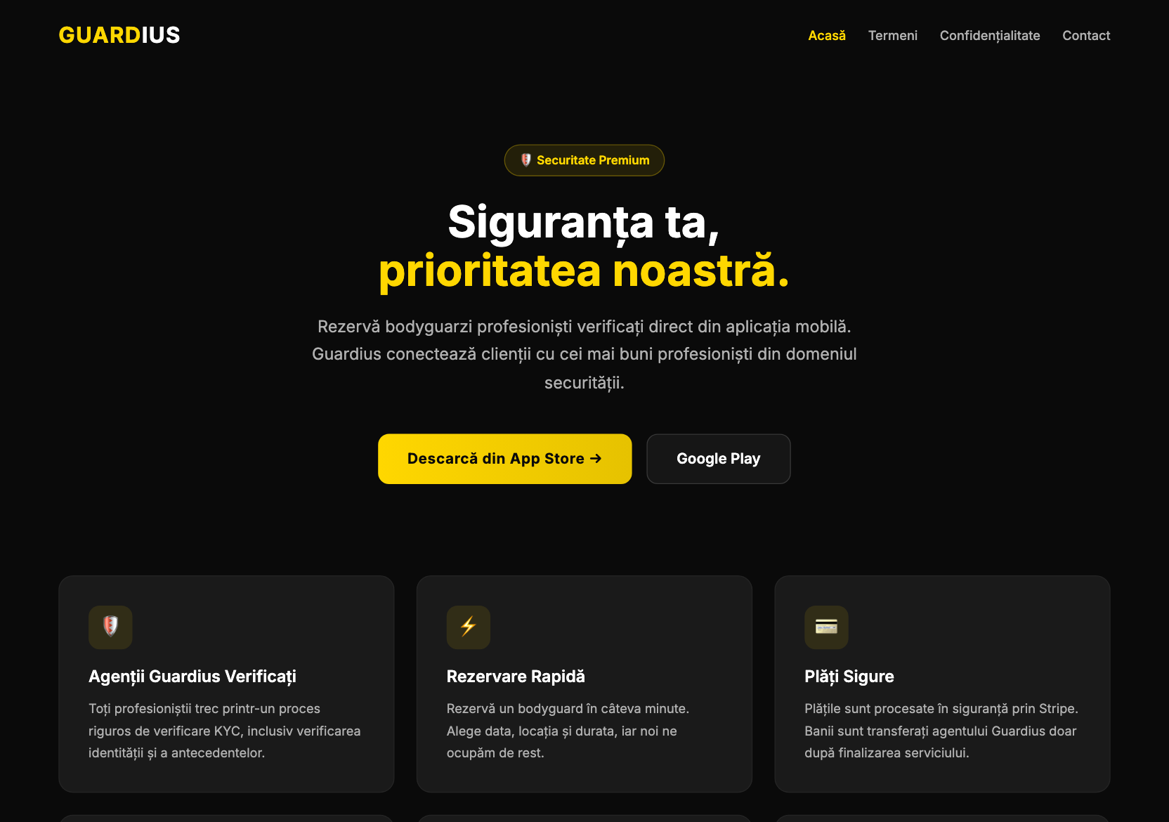 On-demand security booking app — Guardius