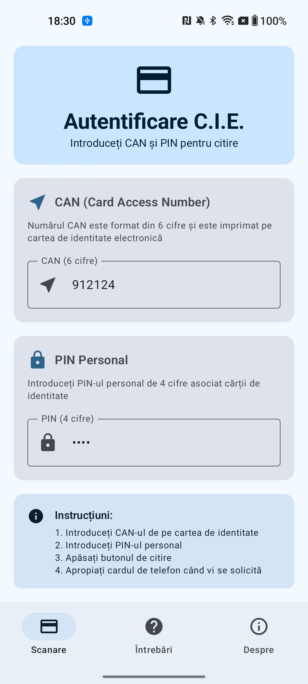 eID Romania - Autentificare cu PIN și CAN