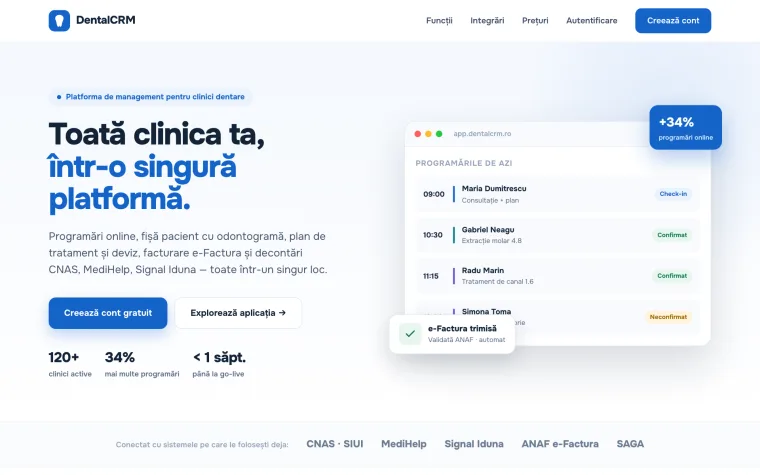 Dental practice platform with CNAS integration — DentalCRM